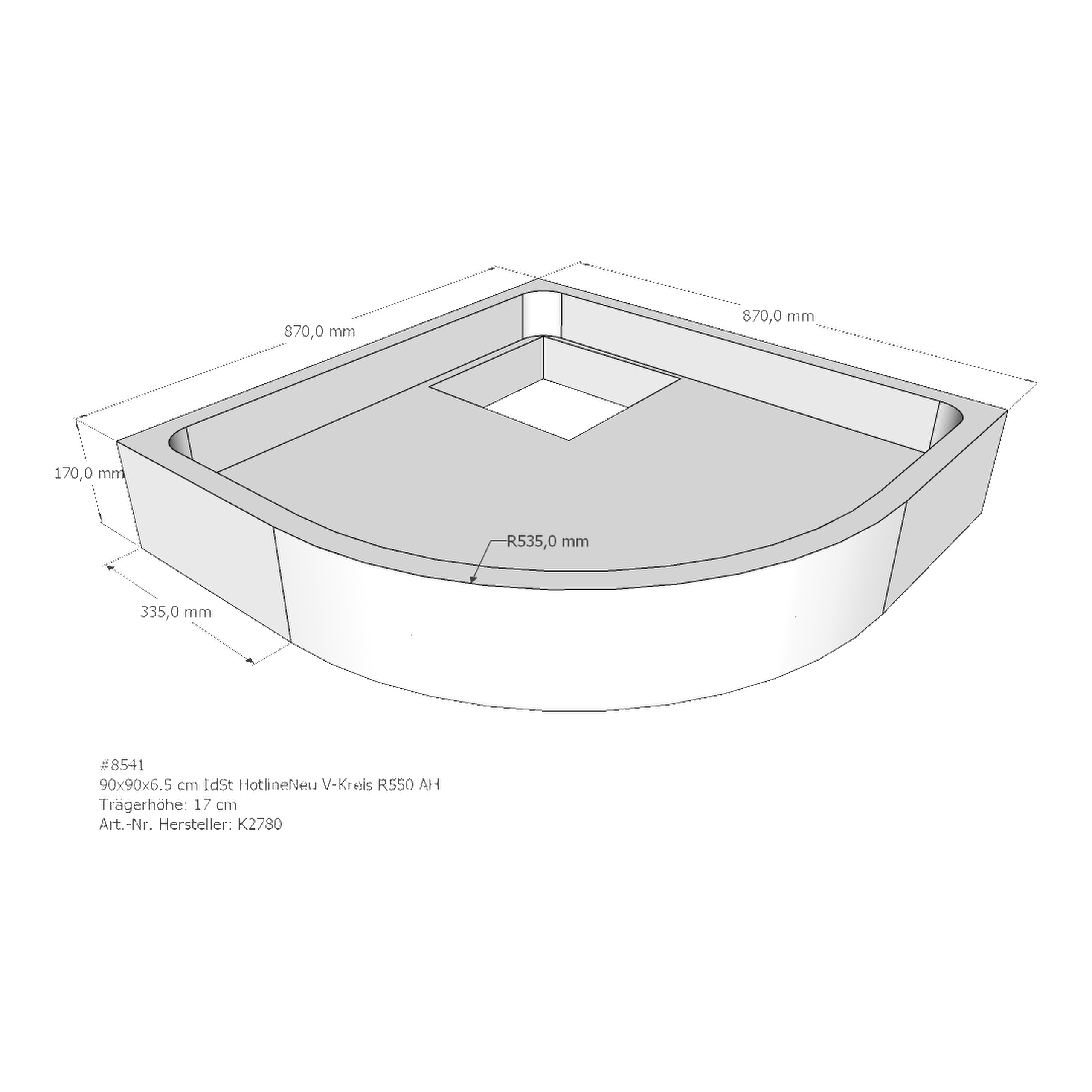 Duschwannenträger für Ideal Standard HotlineNeu 90 × 90 × 6,5 cm Duschwannenträger für Ideal Standard HotlineNeu 90 × 90 × 6,5 cm