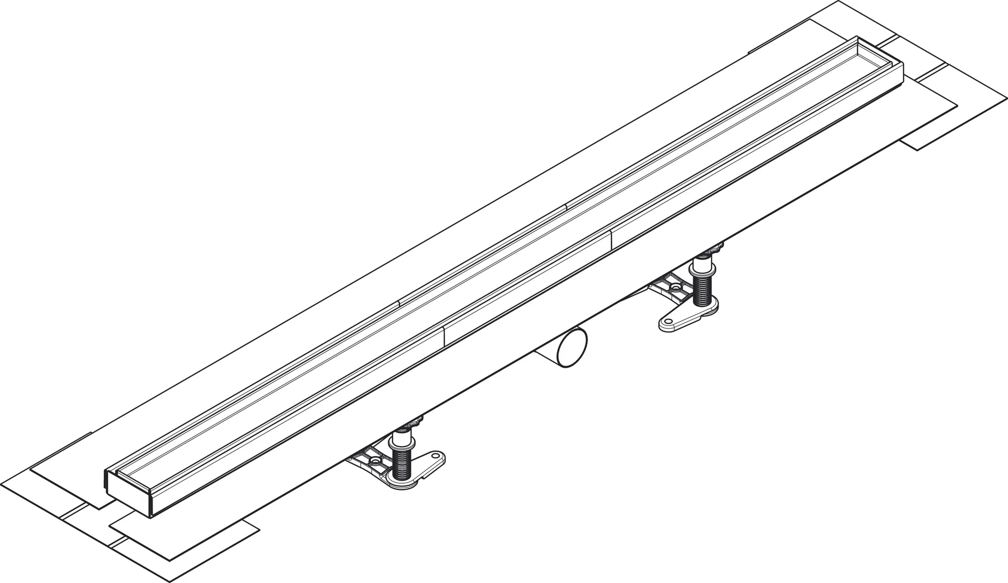 RainDrain Compact Komplettset Duschrinne 1000 befliesbar für flache Installation k.a.