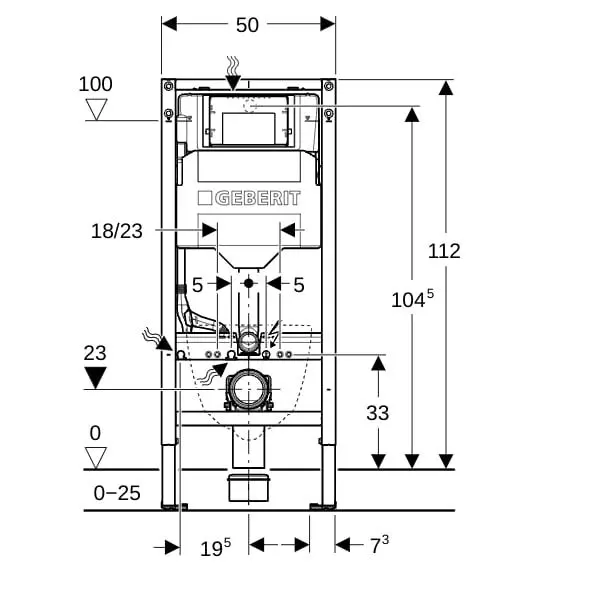 Geberit Vorwand-/Einbauelement für Toilette mit Unterputz-Spülkasten Sigma (UP320) „Duofix“ 1120 × 500 × 120 mm in
