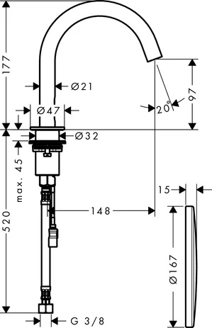 Waschtischmischer Elektronik Axor Uno chrom