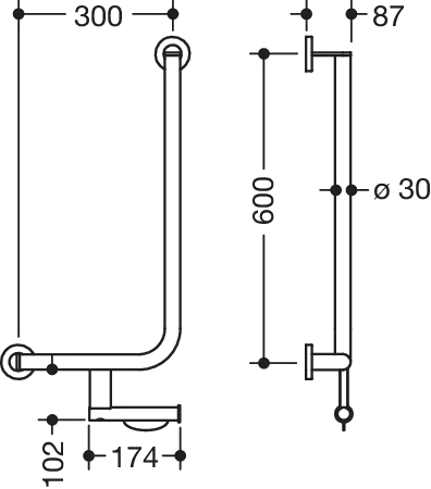 HEWI Haltegriff Ausführung links „System 900“ in Dunkelgrau tiefmatt HEWI Haltegriff Ausführung links „System 900“ in Dunkelgrau tiefmatt