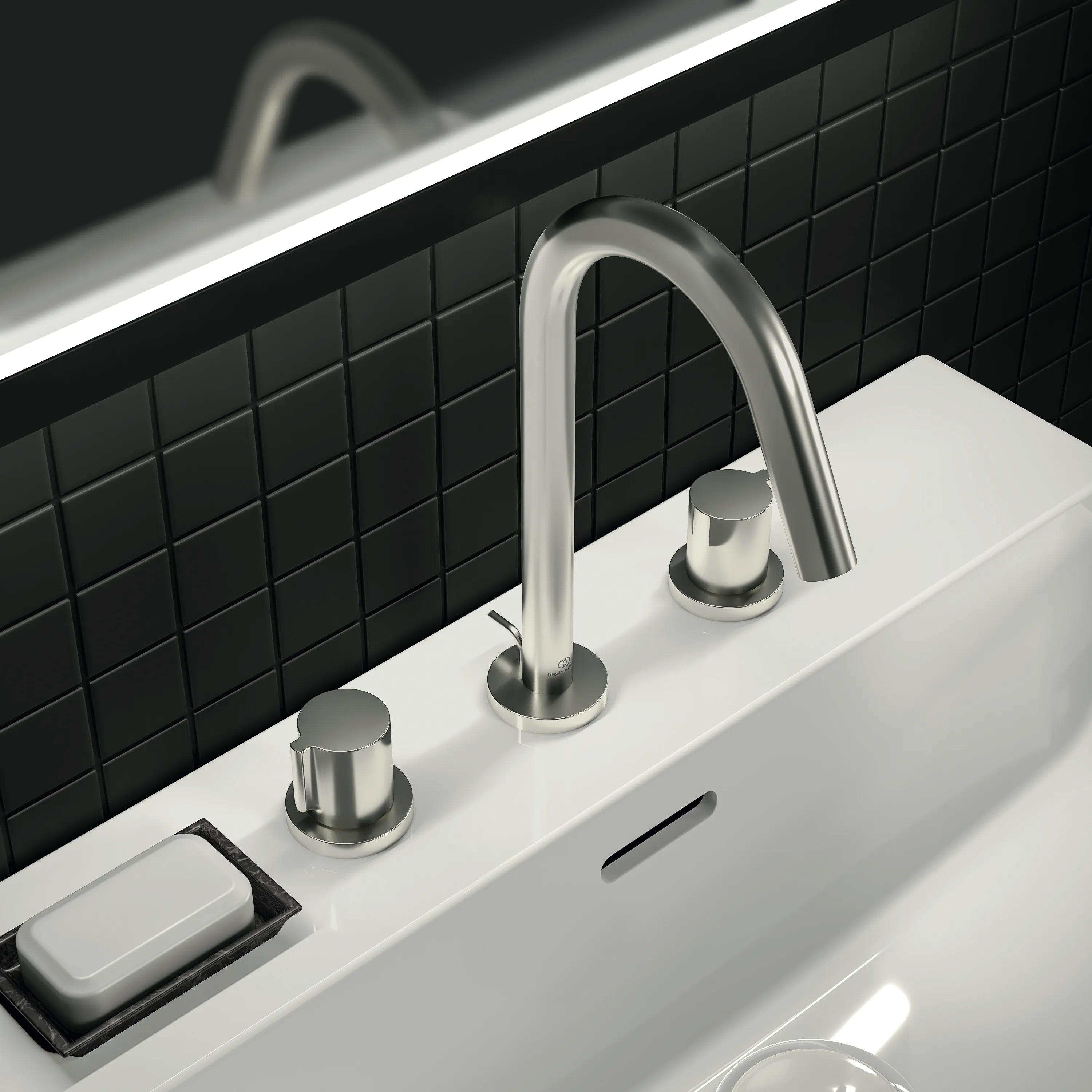 Ideal Standard Waschtischarmatur Joy, 3-Loch, Ausladung 127 mm, Farbe Silver Storm