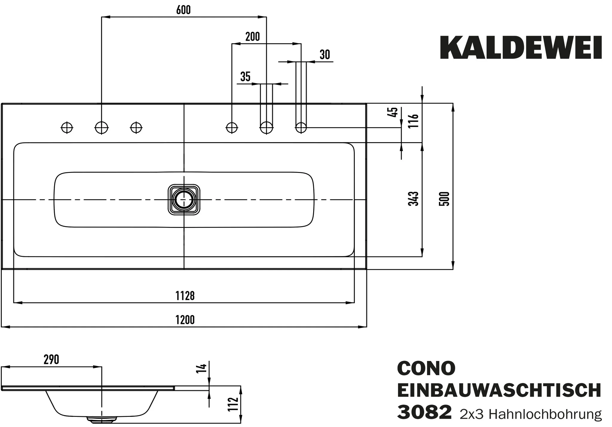 Doppelwaschtisch „Cono“ 120 × 50 cm, ohne Überlauf, mittig, mit Hahnlochbohrung in cool grey 90 mit Perl-Effekt Doppelwaschtisch „Cono“ 120 × 50 cm, ohne Überlauf, mittig, mit Hahnlochbohrung in cool grey 90 mit Perl-Effekt