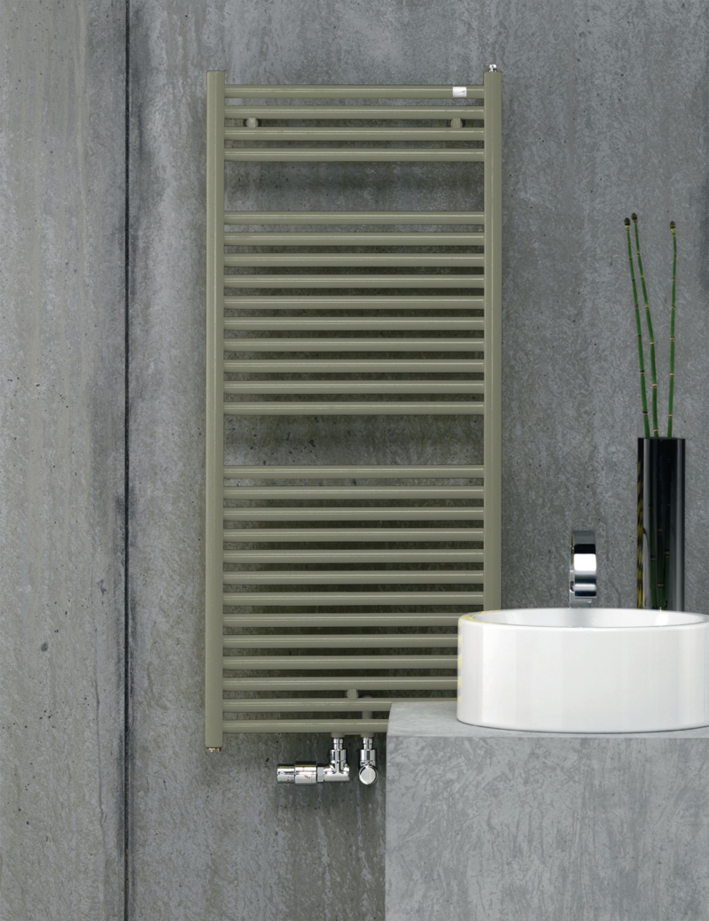 Zehnder Design-Heizkörper „Troja“ 75 × 176 cm in Cement Grey (RAL 7033)