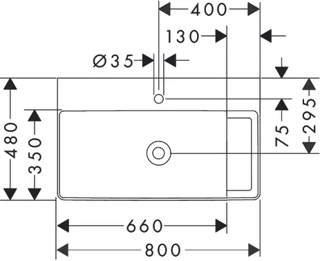 Xelu Q Waschtisch mit Ablage rechts 800/480 mit Hahnloch ohne Überlauf, SmartClean Weiß Xelu Q Waschtisch mit Ablage rechts 800/480 mit Hahnloch ohne Überlauf, SmartClean Weiß