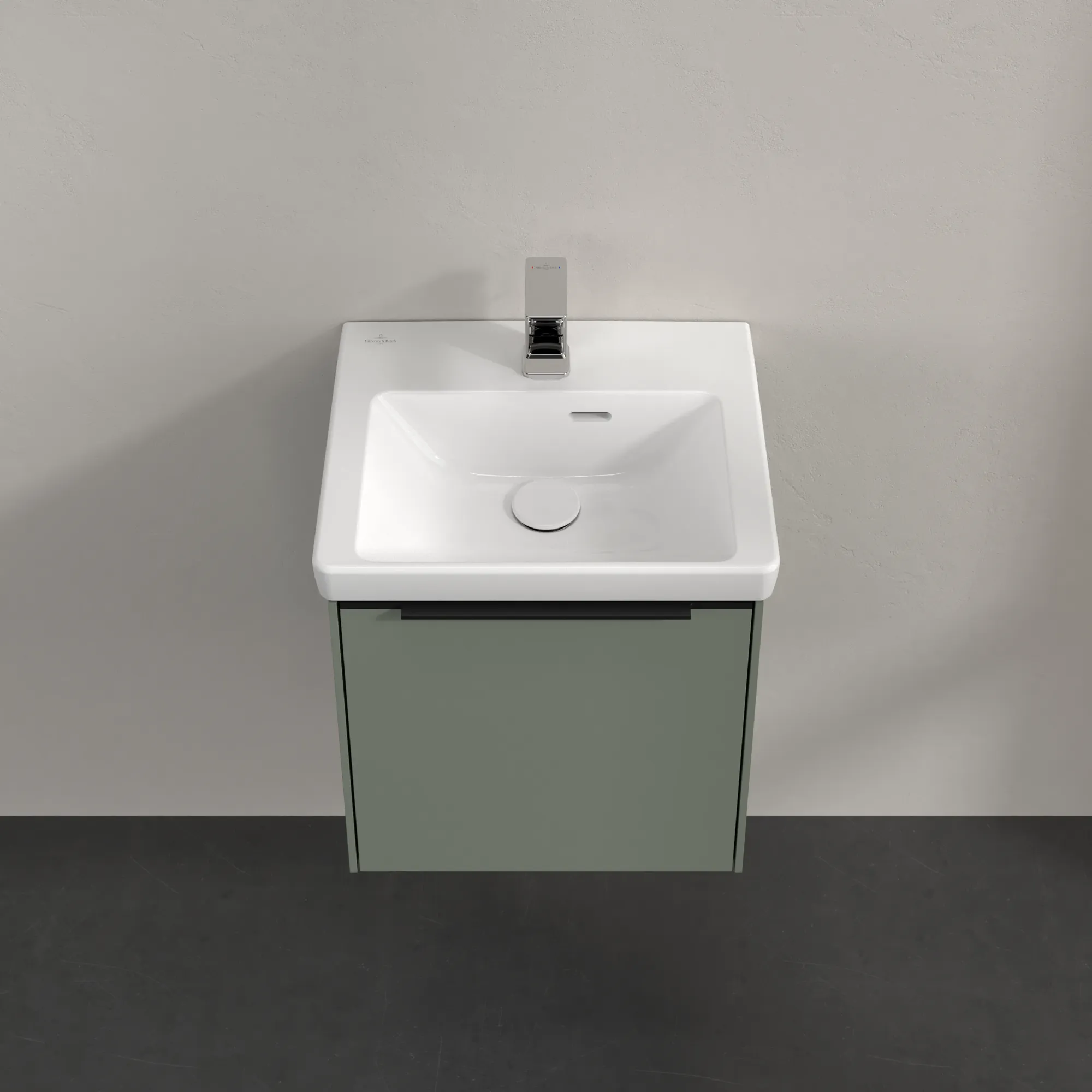 Villeroy & Boch Waschtischunterschrank mit Tür „Subway 3.0“ für Schrankwaschtisch 423 × 429 × 378 mm Soft Green, 1 Tür, für Becken mittig, Anschlag links Villeroy & Boch Waschtischunterschrank mit Tür „Subway 3.0“ für Schrankwaschtisch 423 × 429 × 378 mm Soft Green, 1 Tür, für Becken mittig, Anschlag links