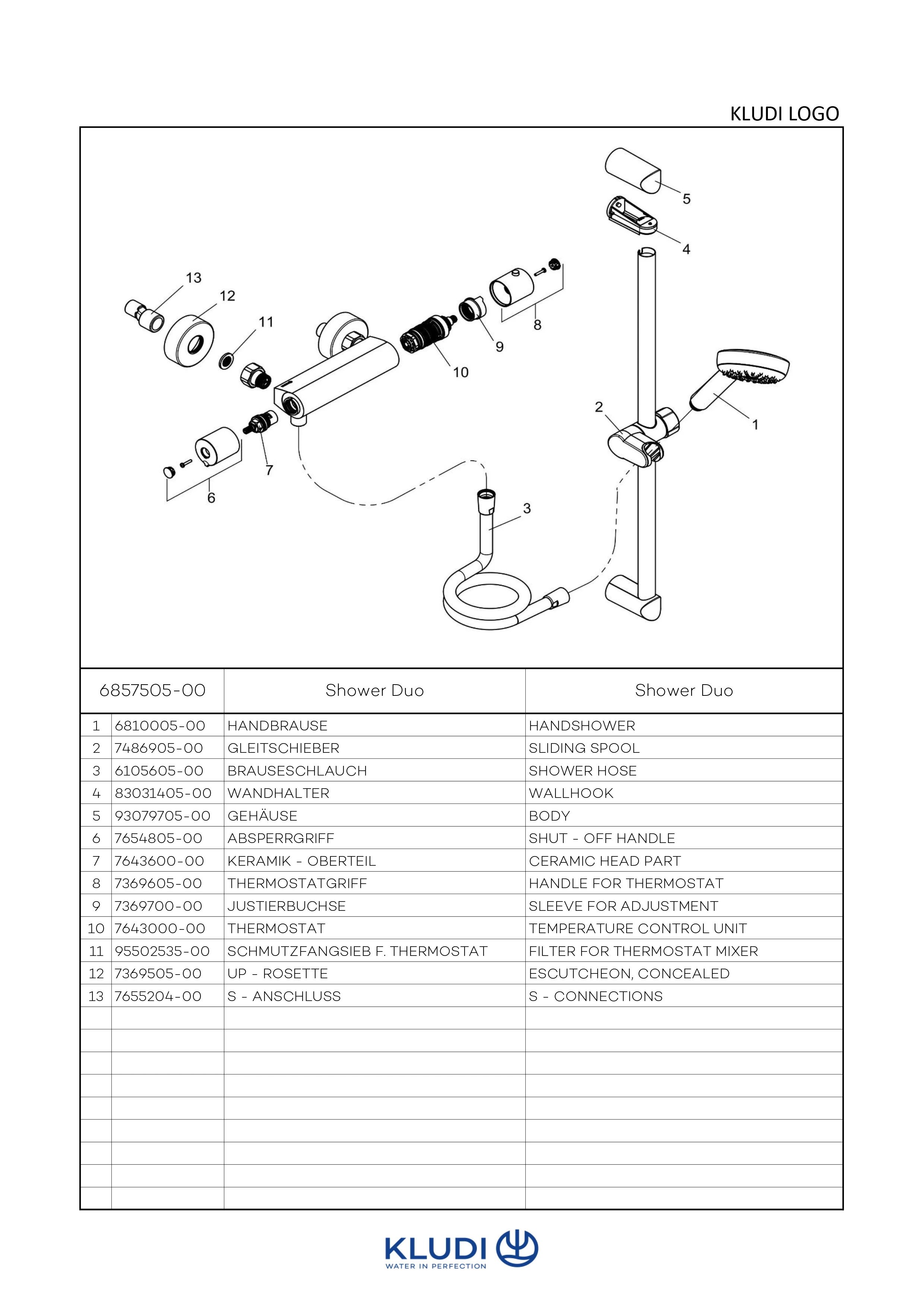 LOGO Shower-Duo 1S Wandstange L=600mm chrom