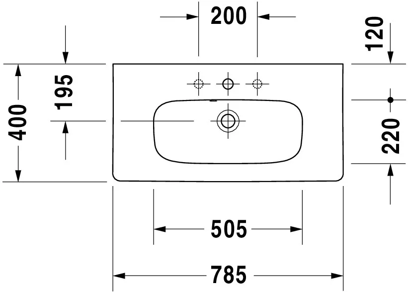 Wandwaschtisch „DuraStyle“, mit Überlauf, Hahnlochposition mittig Wandwaschtisch „DuraStyle“, mit Überlauf, Hahnlochposition mittig
