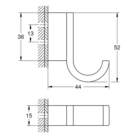 Grohe Selection Einfacher Bademantelhaken 41039, nickel gebürstet Grohe Selection Einfacher Bademantelhaken 41039, nickel gebürstet