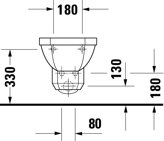 Duravit Wand-Bidet „1930“, Befestigung sichtbar 36 × 58,5 × 34,5 cm Duravit Wand-Bidet „1930“, Befestigung sichtbar 36 × 58,5 × 34,5 cm