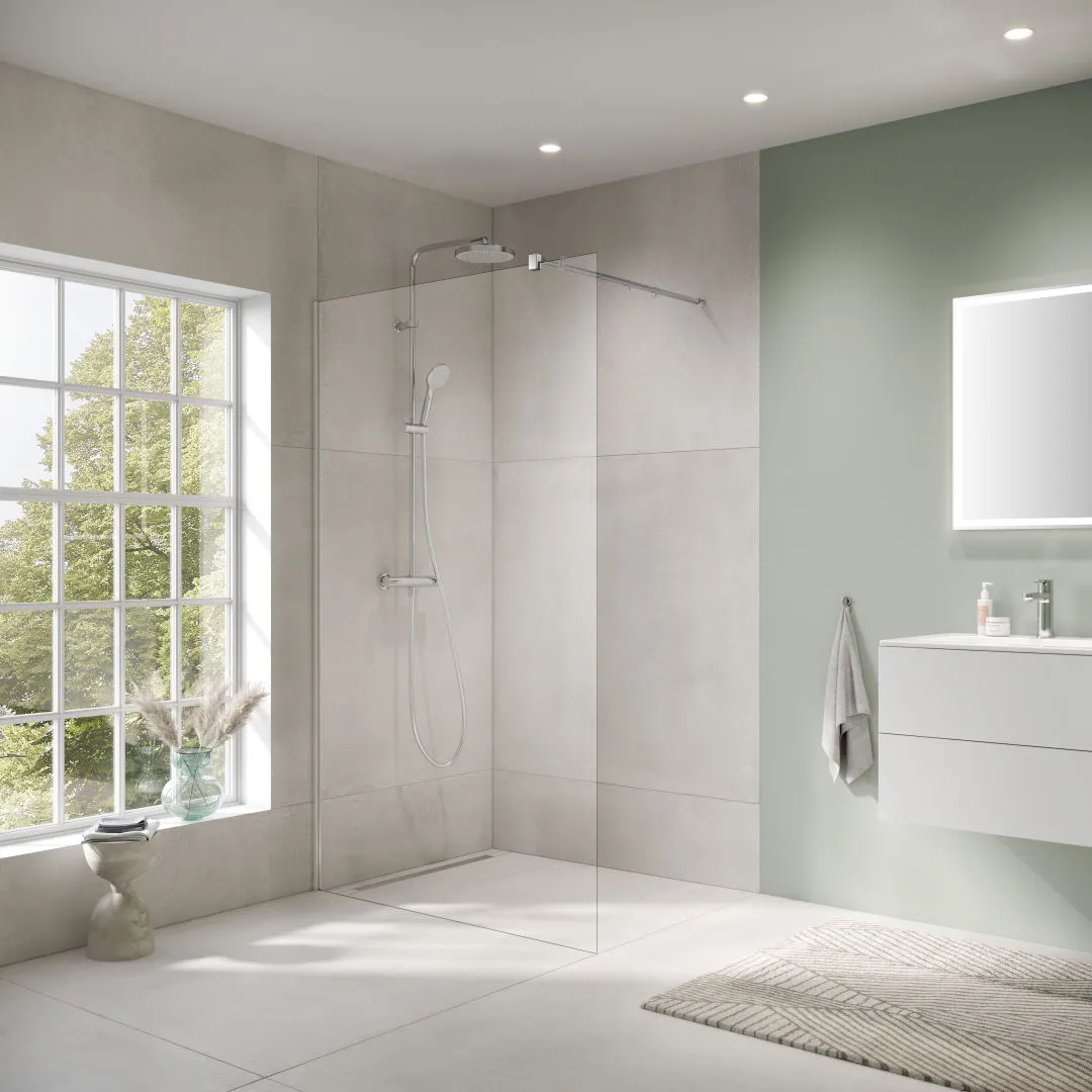 Kermi Duschdesign Walk-In-Duschkabine WALK-IN Wall „FILIA“ Glas Klar, Profile Silber Hochglanz, BV: 775 - 775 mm H: 2000 mm