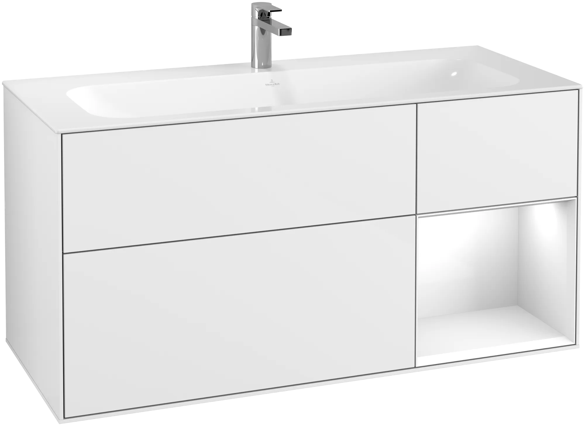 Villeroy & Boch Waschtischunterschrank „Finion“ für Schrankwaschtisch 1196 × 591 × 498 mm Glossy White Lacquer, für Becken mittig