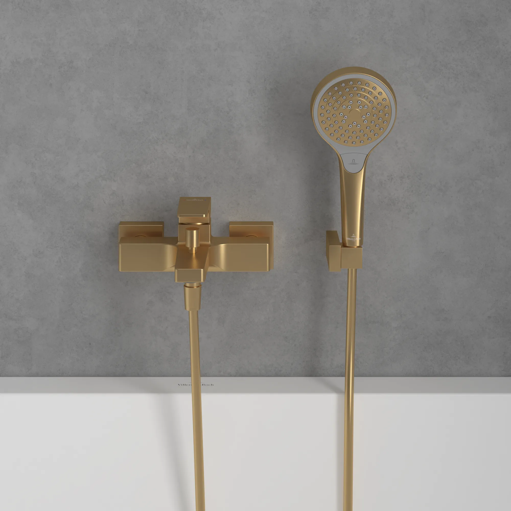 Villeroy & Boch Architectura Square Einhebel-Badewannenarmatur, Brushed Gold, 101 x 210 x 198 mm, Comfortstrahl mit AirPlus, SmartPressure, EasyClean Villeroy & Boch Architectura Square Einhebel-Badewannenarmatur, Brushed Gold, 101 x 210 x 198 mm, Comfortstrahl mit AirPlus, SmartPressure, EasyClean