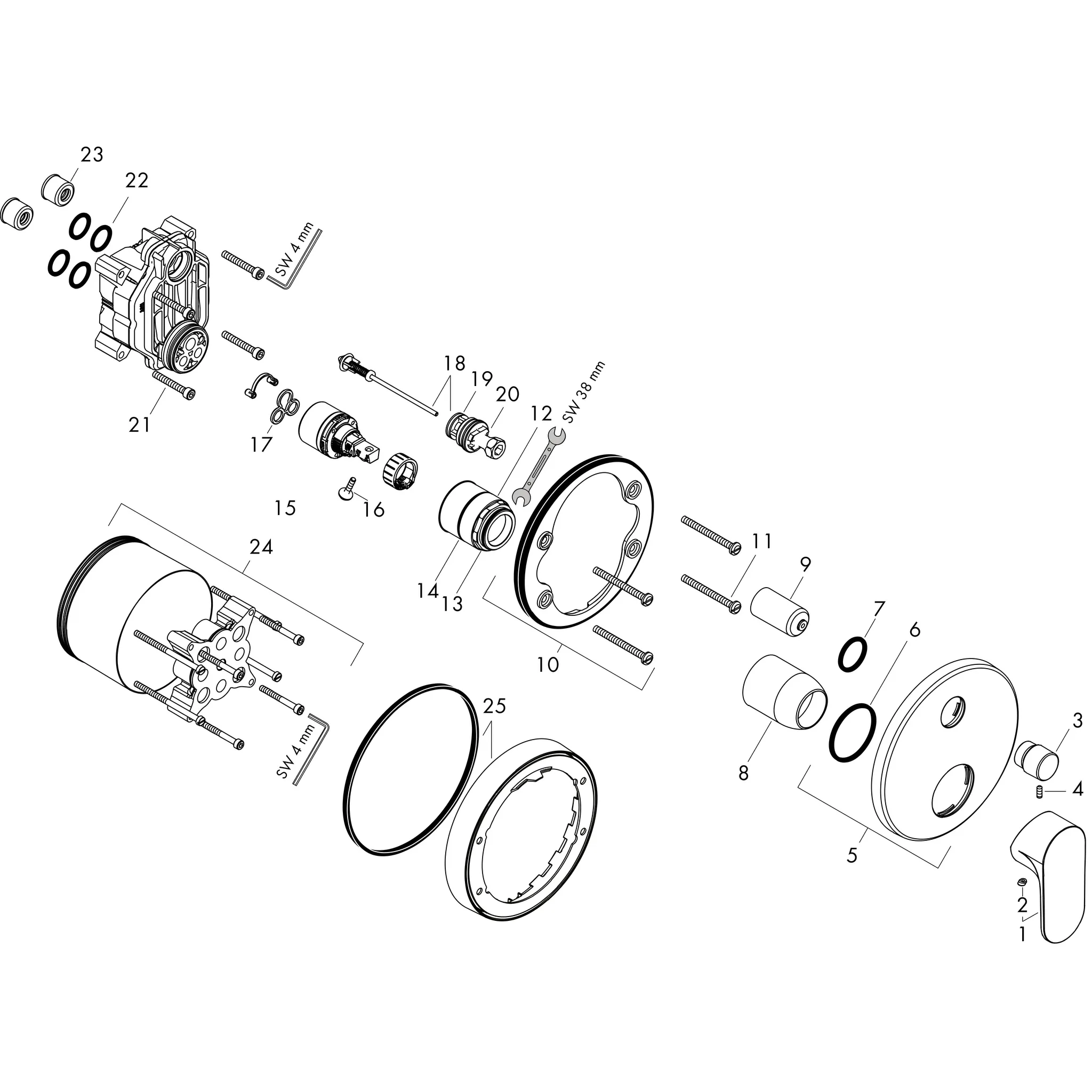 Hansgrohe Rebris S Einhebel-Wannenmischer Unterputz für iBox universal, Chrom Hansgrohe Rebris S Einhebel-Wannenmischer Unterputz für iBox universal, Chrom