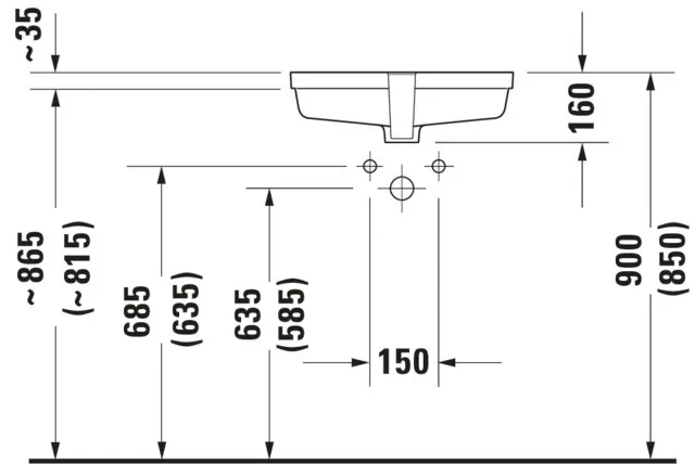 Unterbauwaschtisch „Vero“, mit Überlauf Unterbauwaschtisch „Vero“, mit Überlauf