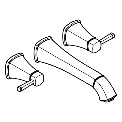 3-Loch-Waschtischbatterie Grandera 20623, Wandmontage, Fertigmontageset für 29 025 002, Ausladung 234 mm, chrom 3-Loch-Waschtischbatterie Grandera 20623, Wandmontage, Fertigmontageset für 29 025 002, Ausladung 234 mm, chrom