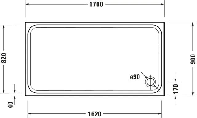 Duravit rechteck Duschwanne „D-Code“ 170 × 90 cm 