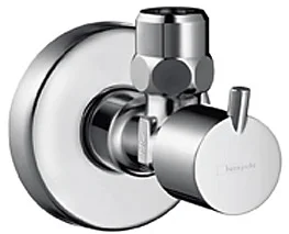 Hansgrohe Eckventil S-Design chrom, G 1/2 Eingang, G 3/8 Abgang, Geräuschgruppe I, Durchflussklasse A Hansgrohe Eckventil S-Design chrom, G 1/2 Eingang, G 3/8 Abgang, Geräuschgruppe I, Durchflussklasse A