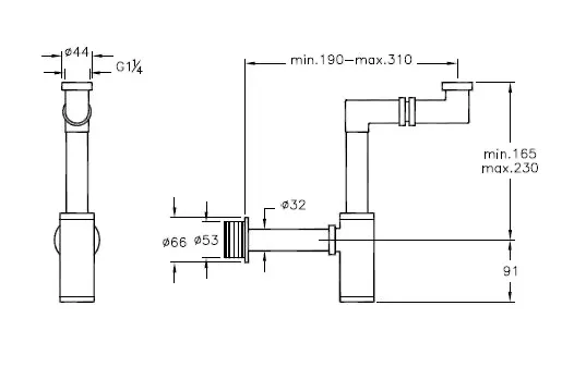 Zubehör Raumspar-Siphon Abgangsrohr und Rosette Metall + Chrom Zubehör Raumspar-Siphon Abgangsrohr und Rosette Metall + Chrom