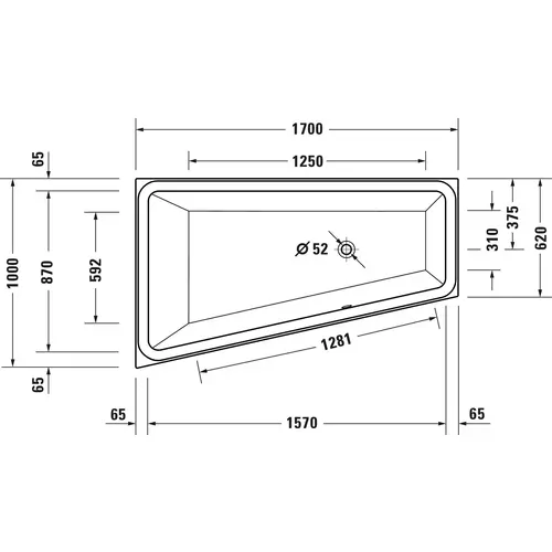Badundu Badewanne trapez 1700 × 1000 mm, Mittelablauf Badundu Badewanne trapez 1700 × 1000 mm, Mittelablauf