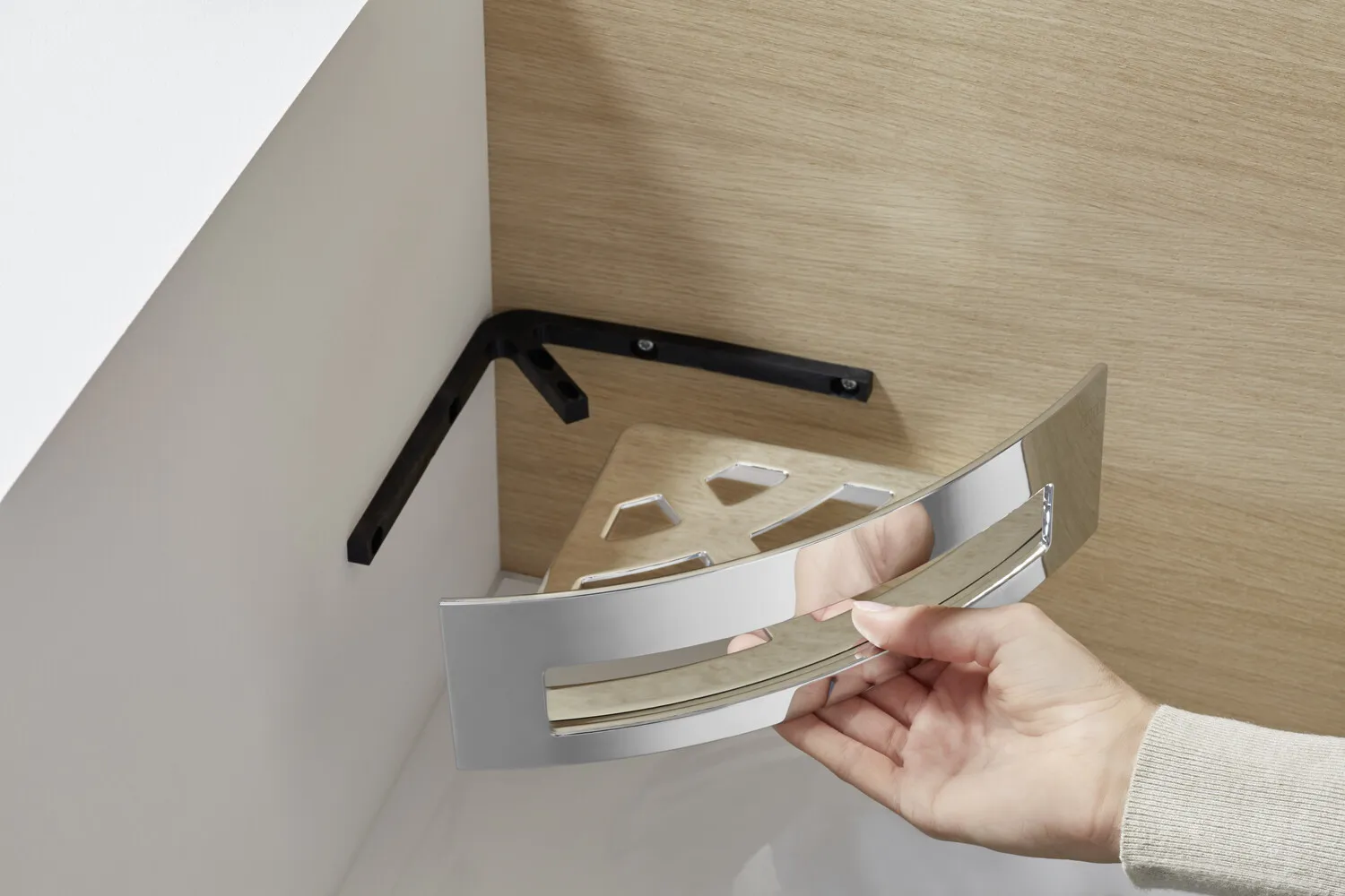 system 2 Eckwandkorb mit verdeckter Wandbefestigung, chrom abnehmbar system 2 Eckwandkorb mit verdeckter Wandbefestigung, chrom abnehmbar