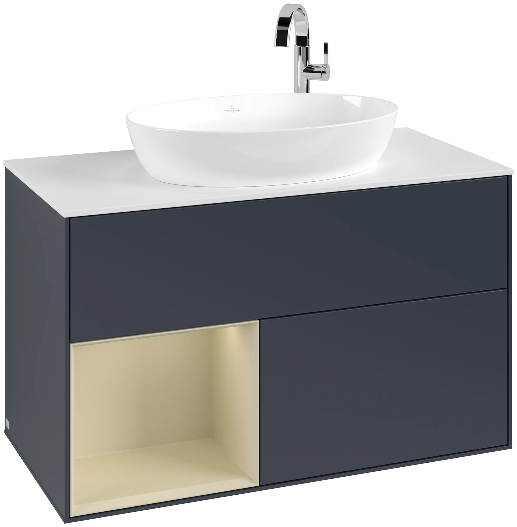 Villeroy & Boch Waschtischunterschrank „Finion“ für Schrankwaschtisch 1000 × 603 × 501 mm Midnight Blue Matt Lacquer, für Becken mittig, mit