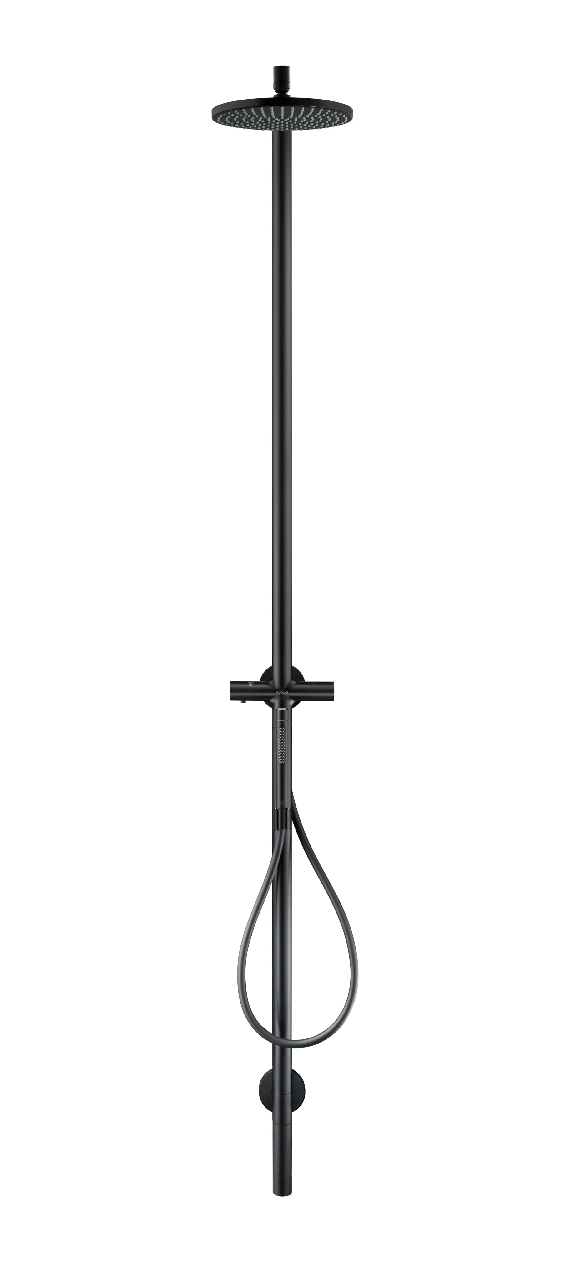 Hansgrohe AXOR Starck Duschsäule mit Kopfbrause 240 1jet mattschwarz, DN15, Aufputzmontage, Outdoor