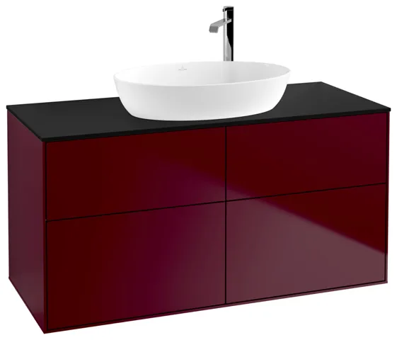 Villeroy & Boch Waschtischunterschrank „Finion“ für Schrankwaschtisch 1200 × 603 × 501 mm Peony Matt Lacquer, mit Hahnlochbohrung, für Becken mittig