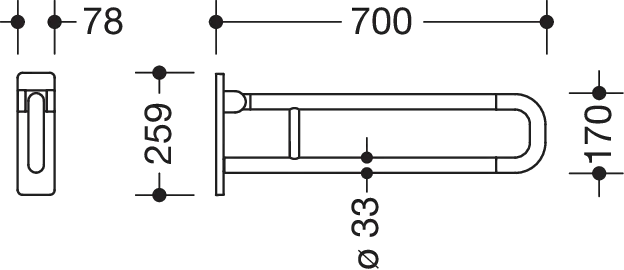 HEWI Stützklappgriff „Serie 801“ HEWI Stützklappgriff „Serie 801“