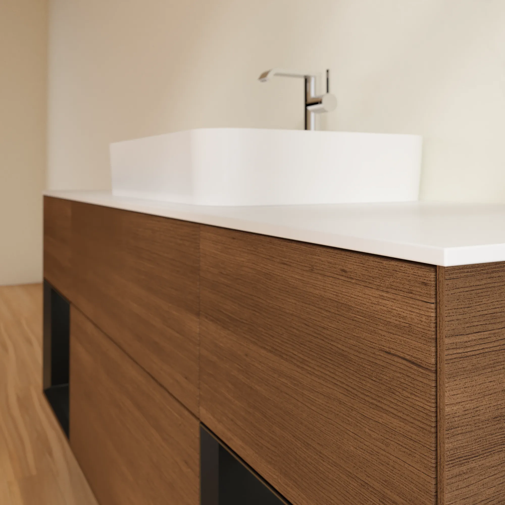 Villeroy & Boch Waschtischunterschrank „Finion“ für Schrankwaschtisch 1600 × 603 × 501 mm Walnut Veneer, für Becken mittig