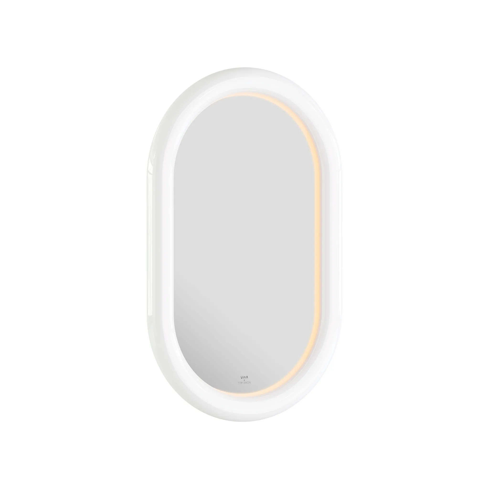 Liquid Wandspiegel mit LED-Beleuchtung oval-länglich 50 x 80 cm Keramikrahmen Weiß Hochglanz