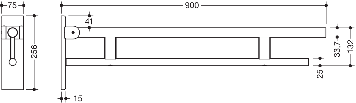 HEWI Stützklappgriff pulverbeschichtet „System 900“