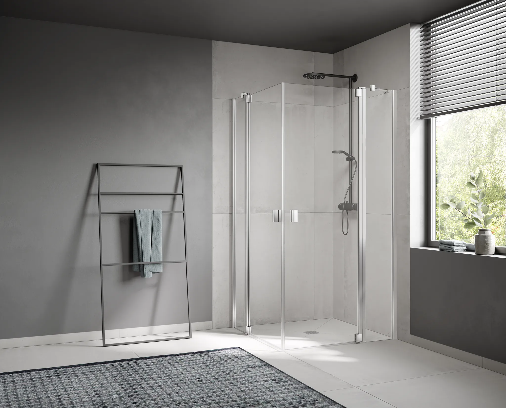 Kermi Duschtür Eckeinstieg 2-teilig Pendeltüren mit Festfeldern Halbteil rechts „RAYA“ Glas Klar, Profile Silber Mattglanz, BV: 720 - 750 mm GAK: 705 - 735 mm WE: 730 - 760 mm H: 1850 mm Kermi Duschtür Eckeinstieg 2-teilig Pendeltüren mit Festfeldern Halbteil rechts „RAYA“ Glas Klar, Profile Silber Mattglanz, BV: 720 - 750 mm GAK: 705 - 735 mm WE: 730 - 760 mm H: 1850 mm