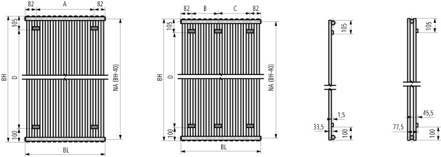 Kermi Design-Heizkörper „Pio®“ zweilagig 48,4 × 45 cm in Aluminium Grey