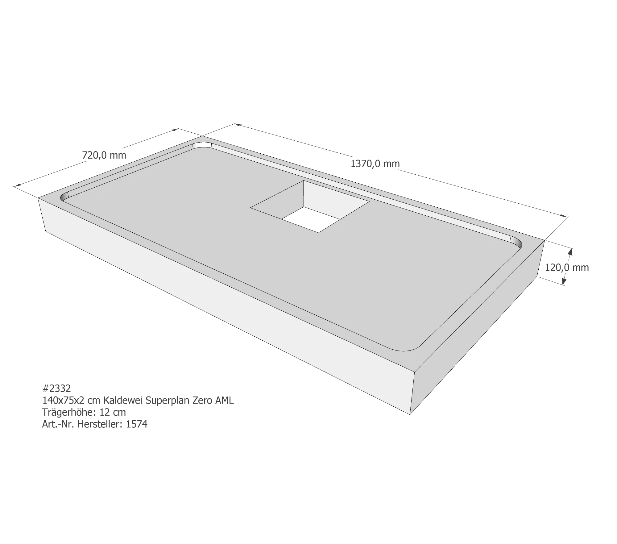 Duschwannenträger für Kaldewei Superplan Zero 140 × 75 × 2 cm Breite: 75 cm / Länge: 140 cm Duschwannenträger für Kaldewei Superplan Zero 140 × 75 × 2 cm Breite: 75 cm / Länge: 140 cm