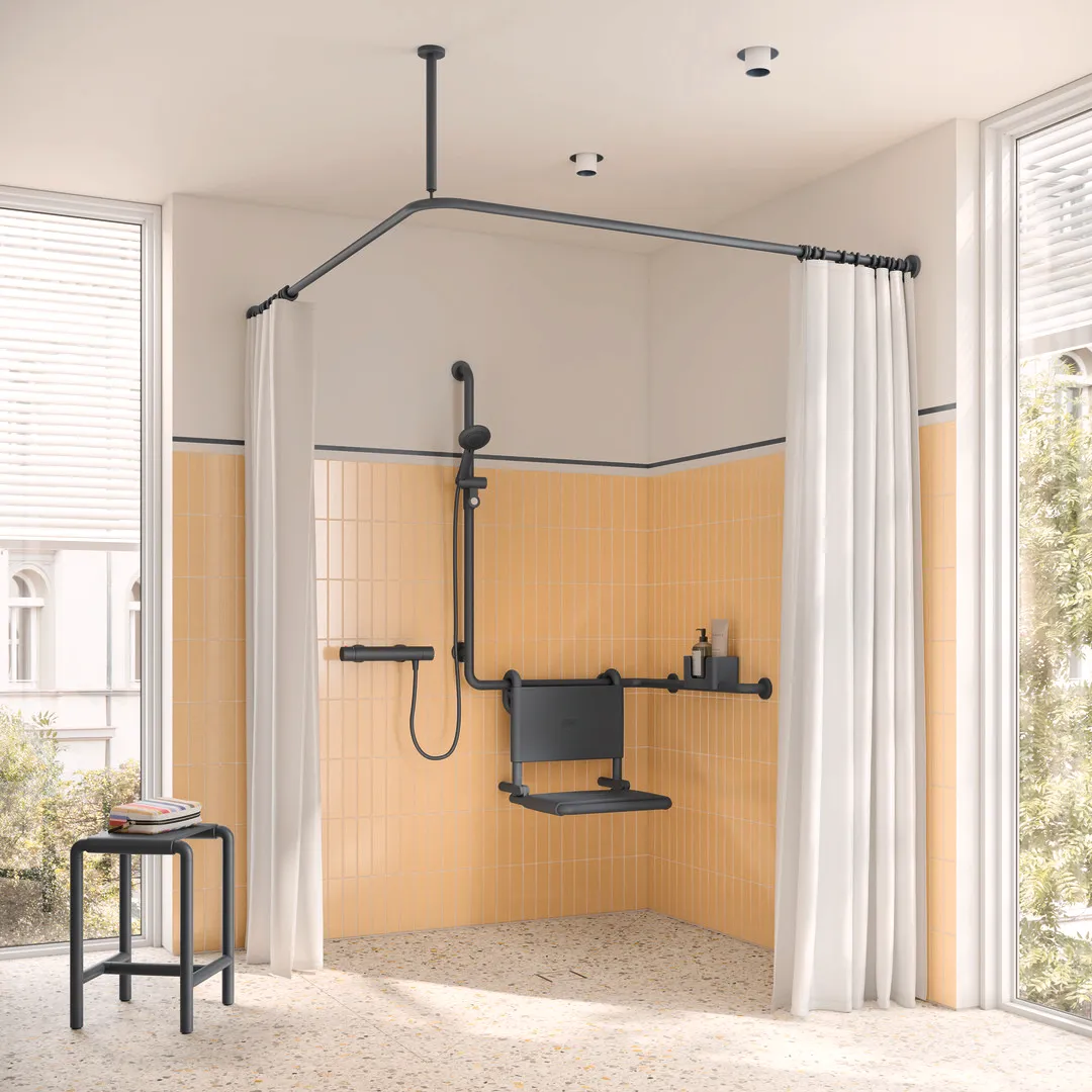 Ablagebox der Serie 477, Polyamid, matt, zum Aufstecken auf Stangensystem D: 33 mm, 200 mm breit, 110 mm hoch, 107 mm tief, in Farbe 99 (Reinweiß)