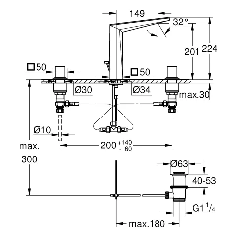 Grohe Allure Brilliant Private Collection 3-Loch Waschtischbatterie L-Size Vanilla Noir Ceasarstone chrom Grohe Allure Brilliant Private Collection 3-Loch Waschtischbatterie L-Size Vanilla Noir Ceasarstone chrom