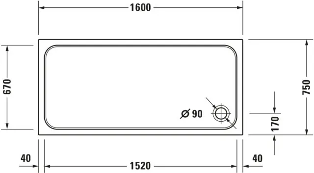 Duravit rechteck Duschwanne „D-Code“ 160 × 75 cm 