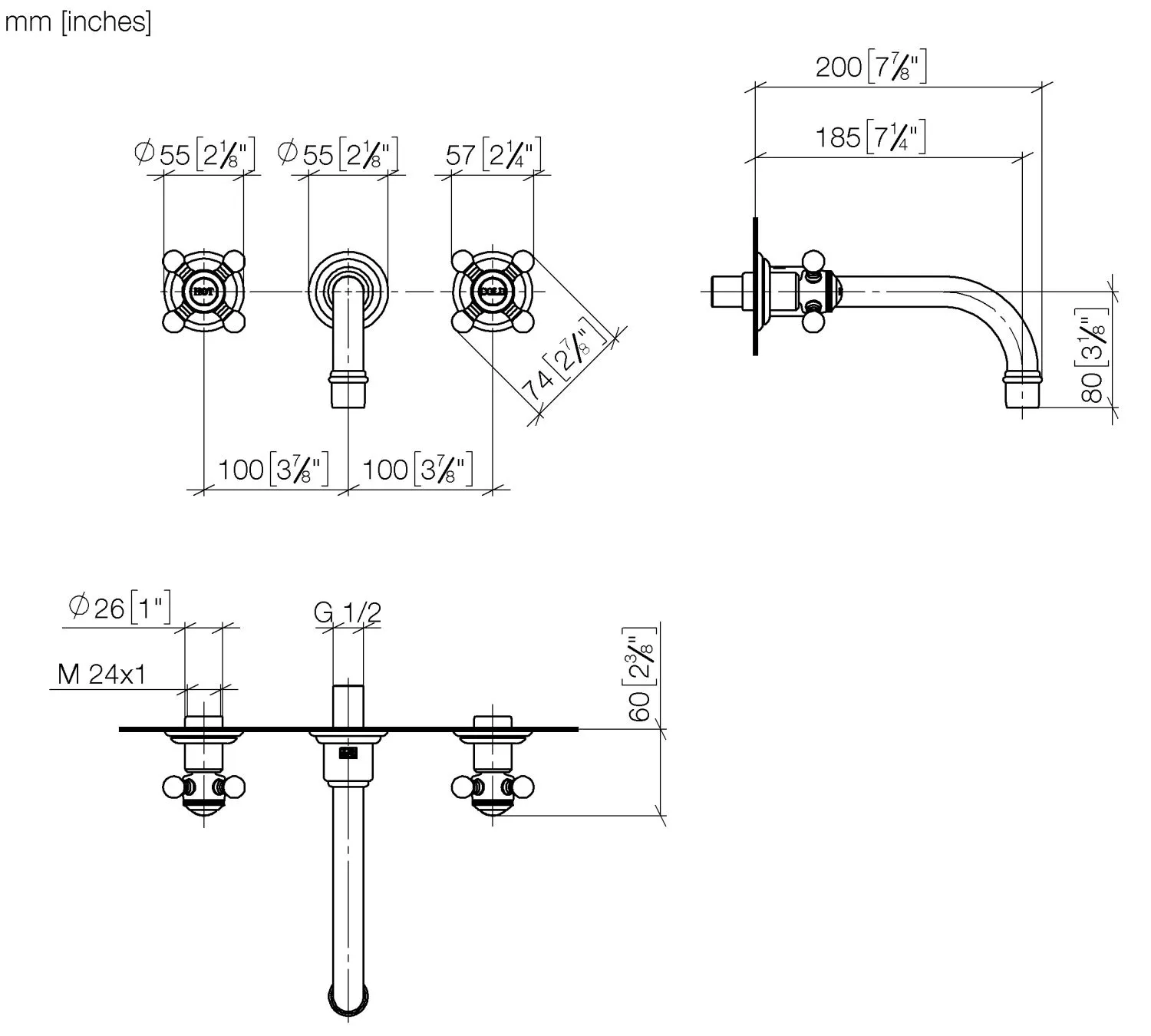 Waschtisch-Wandbatterie ohne Ablaufgarnitur MADISON Chrom 36712361