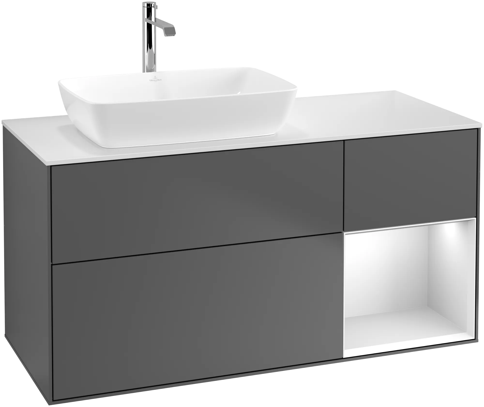 Villeroy & Boch Waschbeckenunterschrank Finion F81, anthrazit matt lackiert / weiss matt