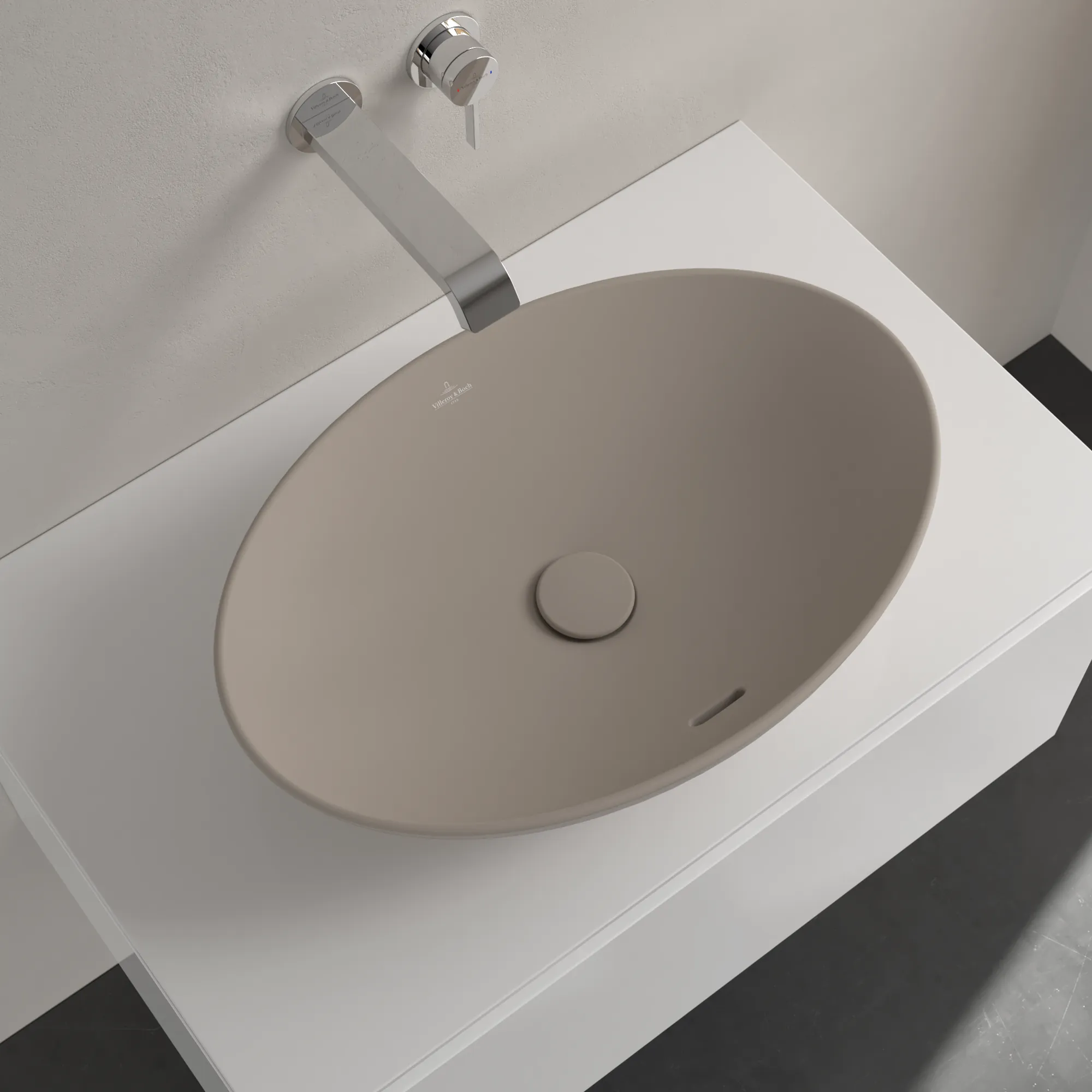 Villeroy & Boch Aufsatzwaschtisch aus TitanCeram „Loop & Friends“ 560 × 380 × 150 mm, ohne Hahnlochbohrung in Almond Villeroy & Boch Aufsatzwaschtisch aus TitanCeram „Loop & Friends“ 560 × 380 × 150 mm, ohne Hahnlochbohrung in Almond