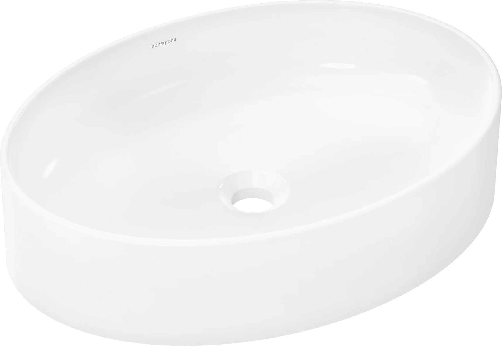 Hansgrohe Aufsatzwaschtisch Xuniva D, weiß, 550x400 mm, glänzend, ohne Hahnloch und Überlauf