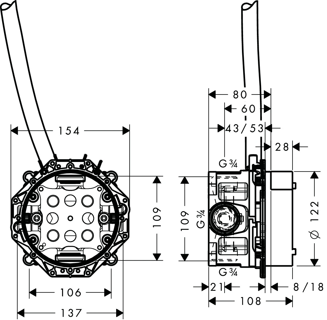 Waschtischmischer Elektronik Axor Uno Grundkörper Standmodell