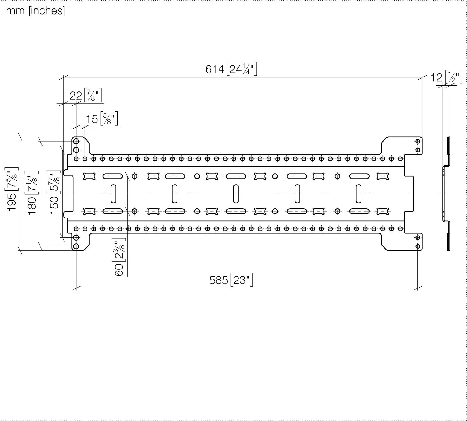 Dornbracht xGRID Montageschiene 555 mm - Breite 555 mm, Höhe 135 mm, Tiefe 12 mm Dornbracht xGRID Montageschiene 555 mm - Breite 555 mm, Höhe 135 mm, Tiefe 12 mm