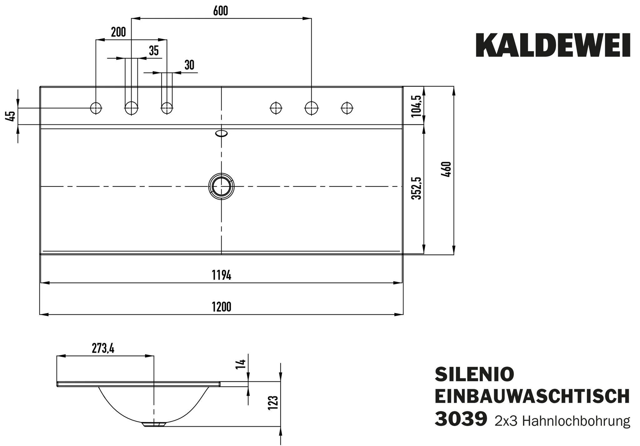 Kaldewei SILENIO Einbau-Doppelwaschtisch, schwarz, Perl-Effekt, 1200x460 mm, Randhöhe 14 mm, mit Überlauf und 2x3er Hahnlochbohrung Kaldewei SILENIO Einbau-Doppelwaschtisch, schwarz, Perl-Effekt, 1200x460 mm, Randhöhe 14 mm, mit Überlauf und 2x3er Hahnlochbohrung