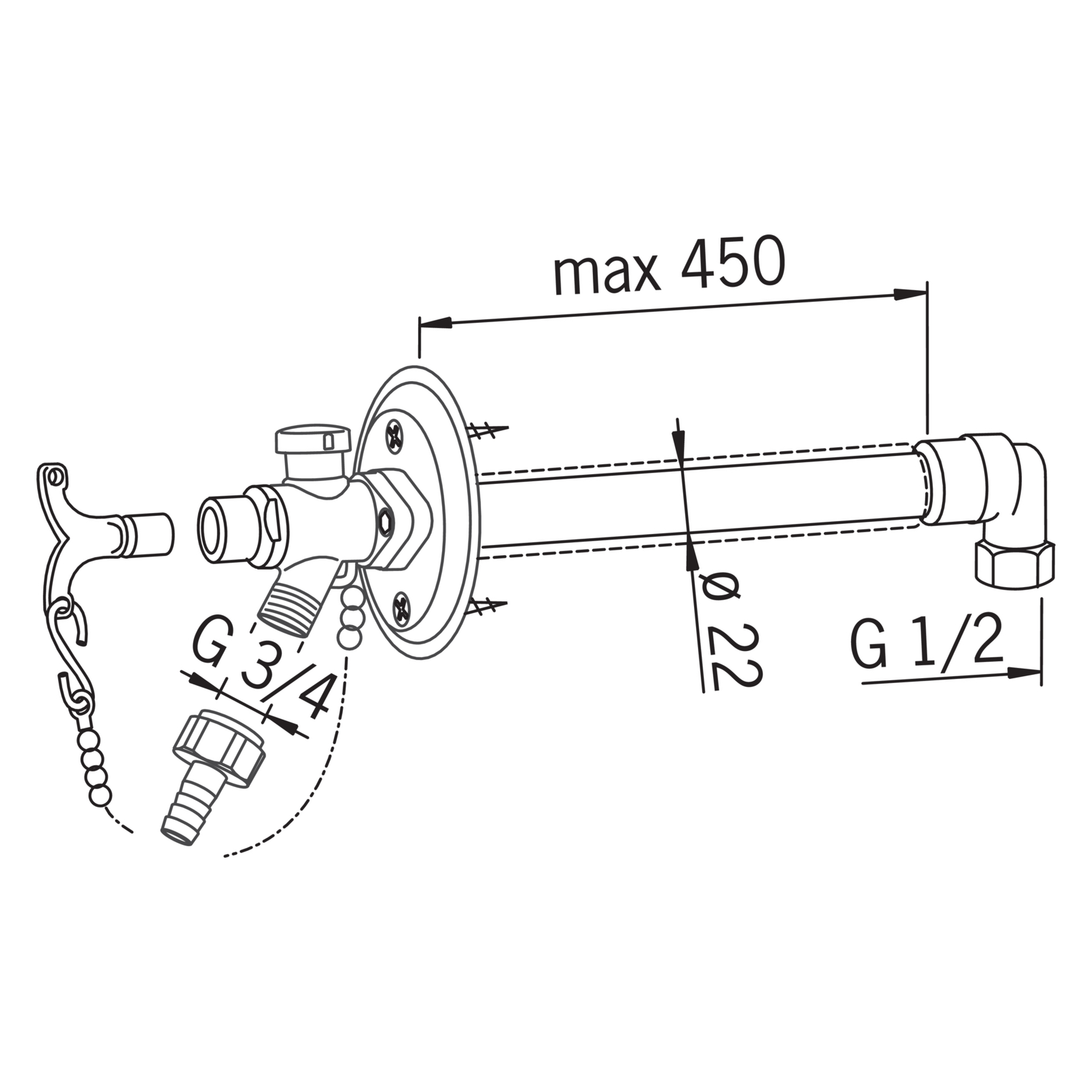 HA Gartenventil HANSA 6950 mit Sicherungseinrichtung DN15 Chrom