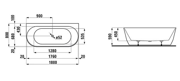 Laufen Einbau-Badewanne PRO 800x1800x590 Marbond weiß Laufen Einbau-Badewanne PRO 800x1800x590 Marbond weiß