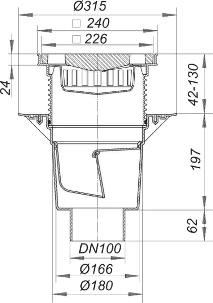 Hof- und Parkdeckablauf 616.0, DN 100