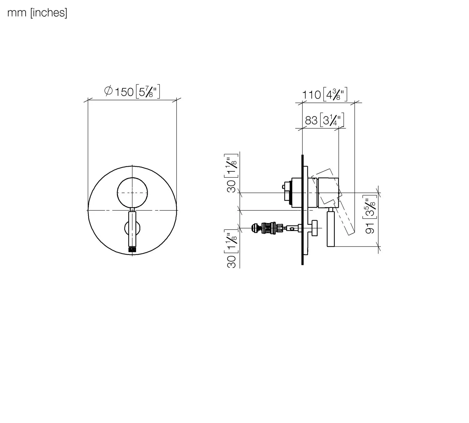 UP-Einhandbatterie mit Umstellung SERIENSPEZIFISCH Chrom 36120660