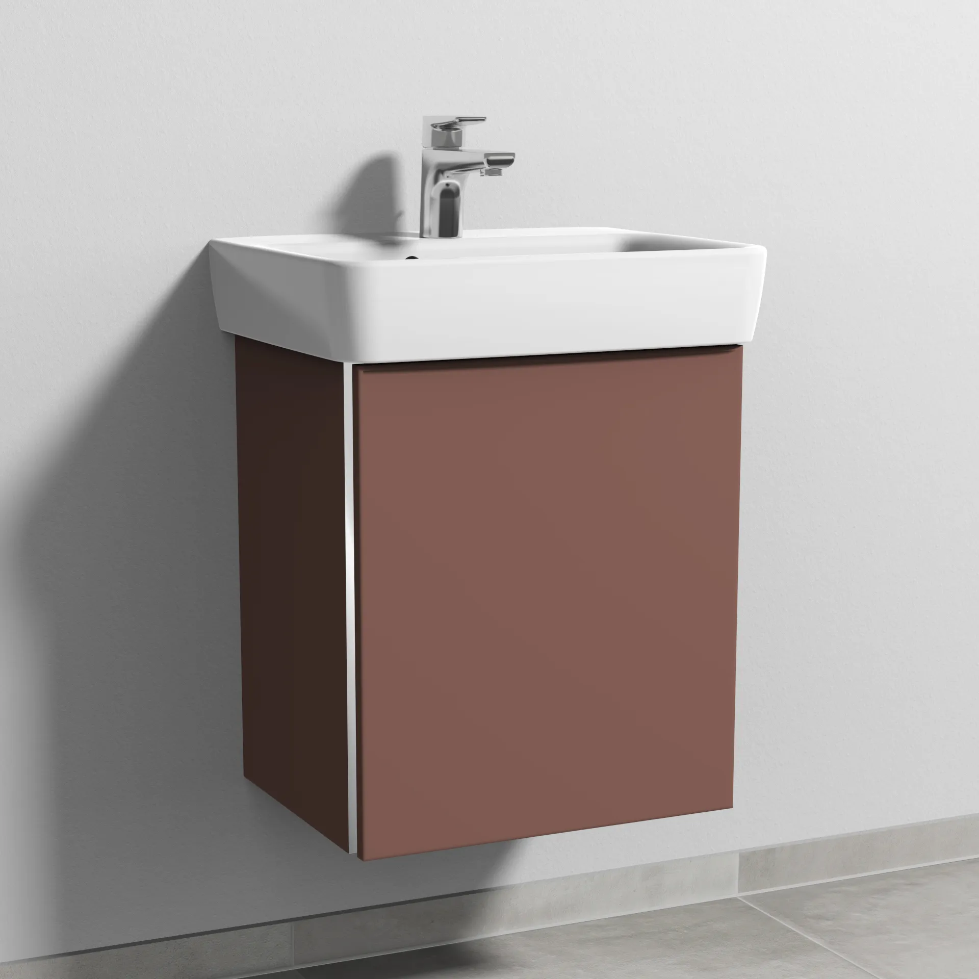 Sanipa Waschtischunterschrank „3way“ passend zu Keramik-Waschtische Renova Plan von Geberit 440 × 520 × 352 mm in Wine-Red, Anschlag rechts